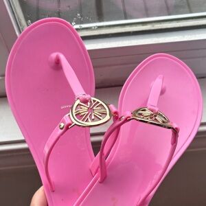 Lily Pulitzer sz 8 Pink Sandals with Gold Accents- worn x1